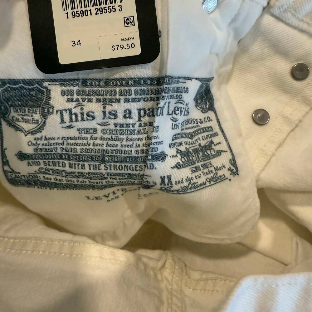 Levis 501 Shorts Women's 34 White NEW High Rise Distressed‎ Denim - Picture 10 of 10